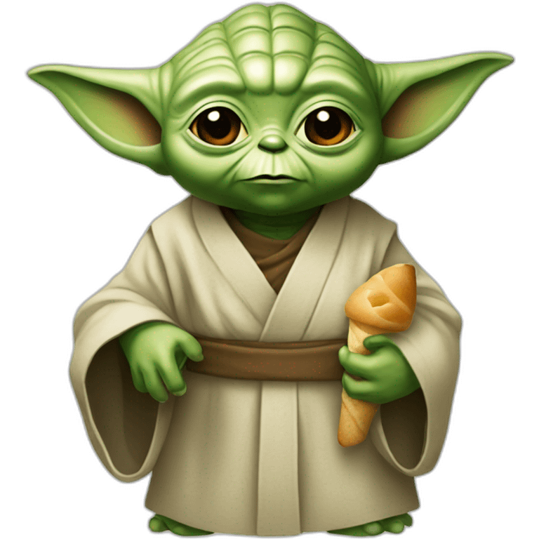 yoda with a baguette instead of lightsaber emoji