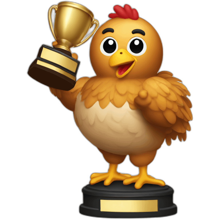 Muscled Chicken lifting trophy emoji