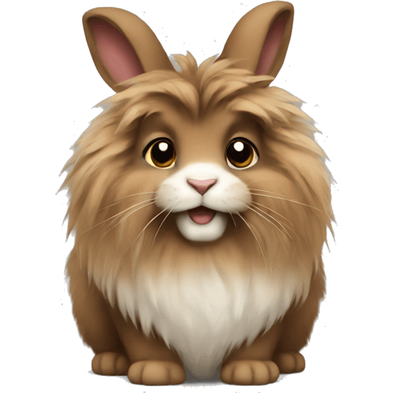 Brown lionhead fluffy rabbit  emoji