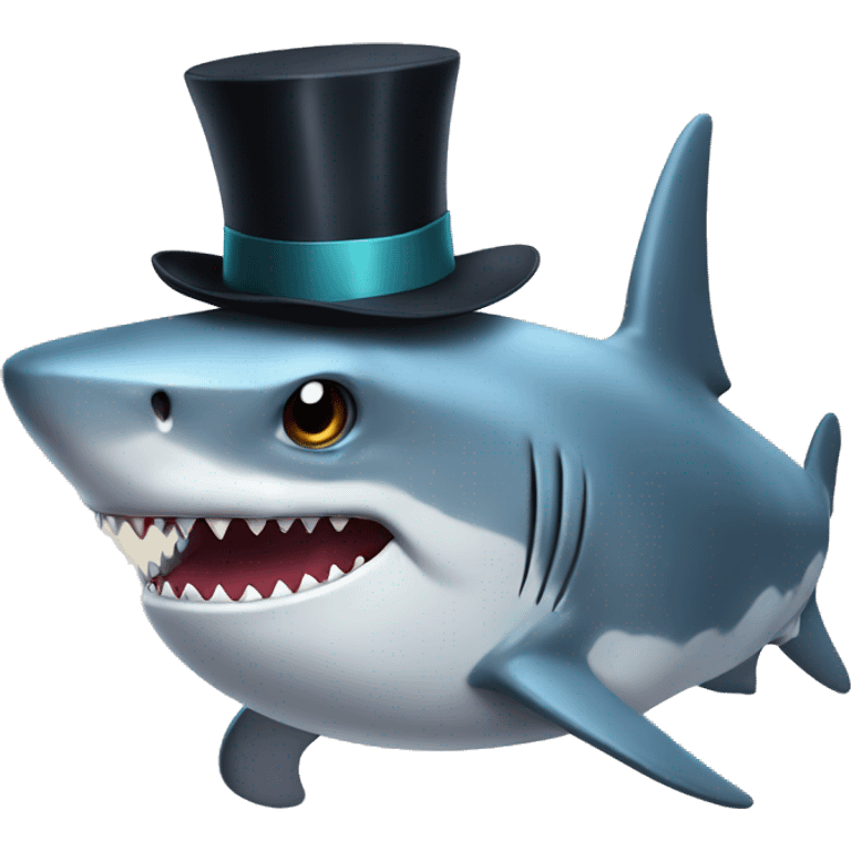 Shark with a top hat emoji