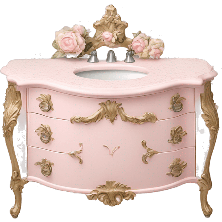 vintage rococo light pink dainty floral vanity emoji