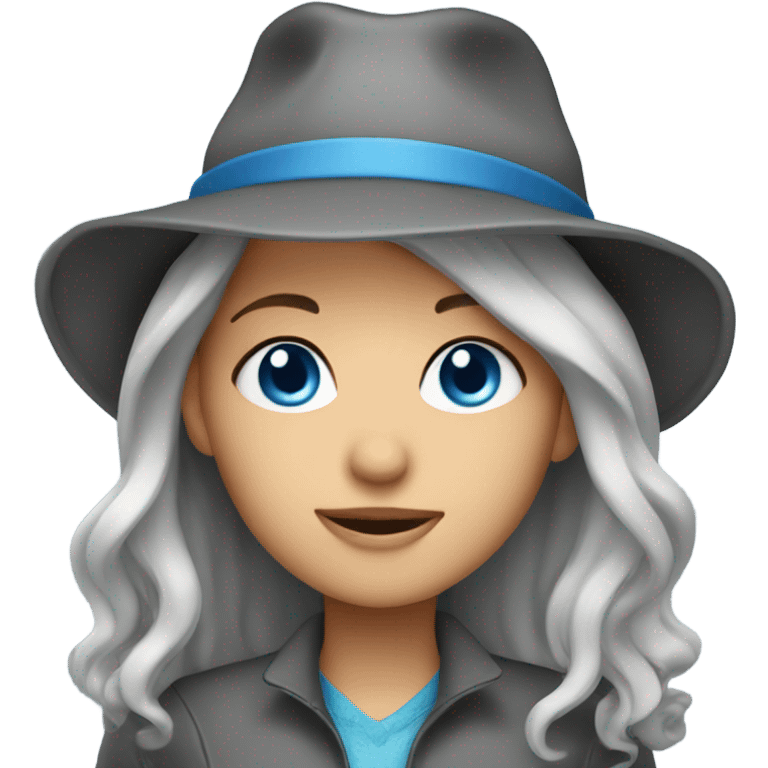 girl with blue eyes grey hair and hat emoji