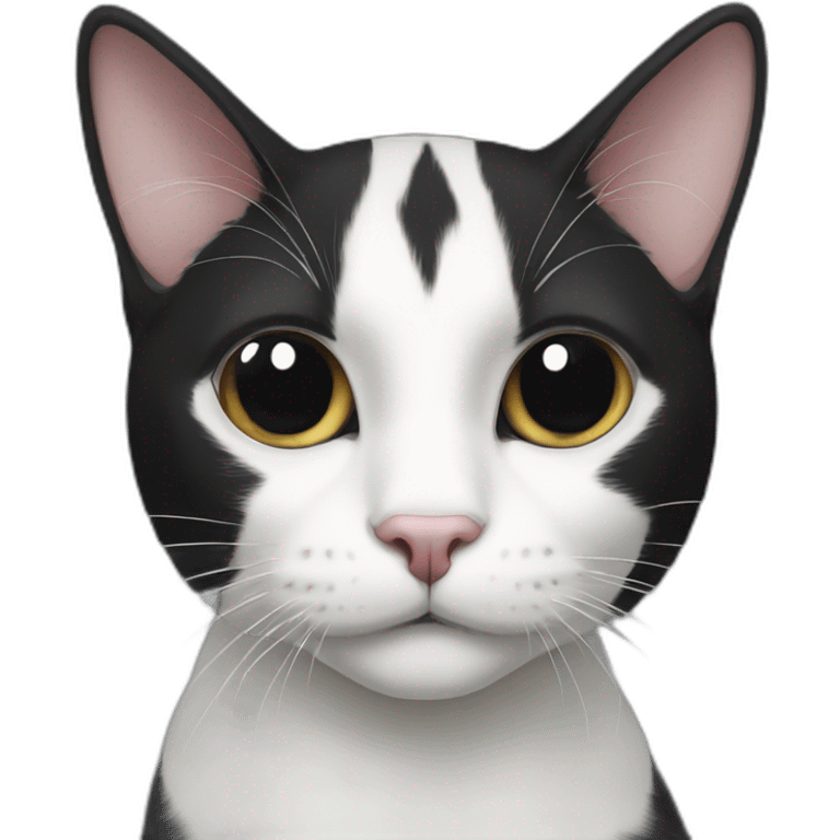 Black and white cat, black tail emoji