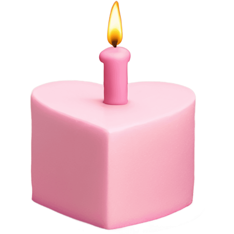 Simple heart shaped baby pink cake with 1 white candle  emoji