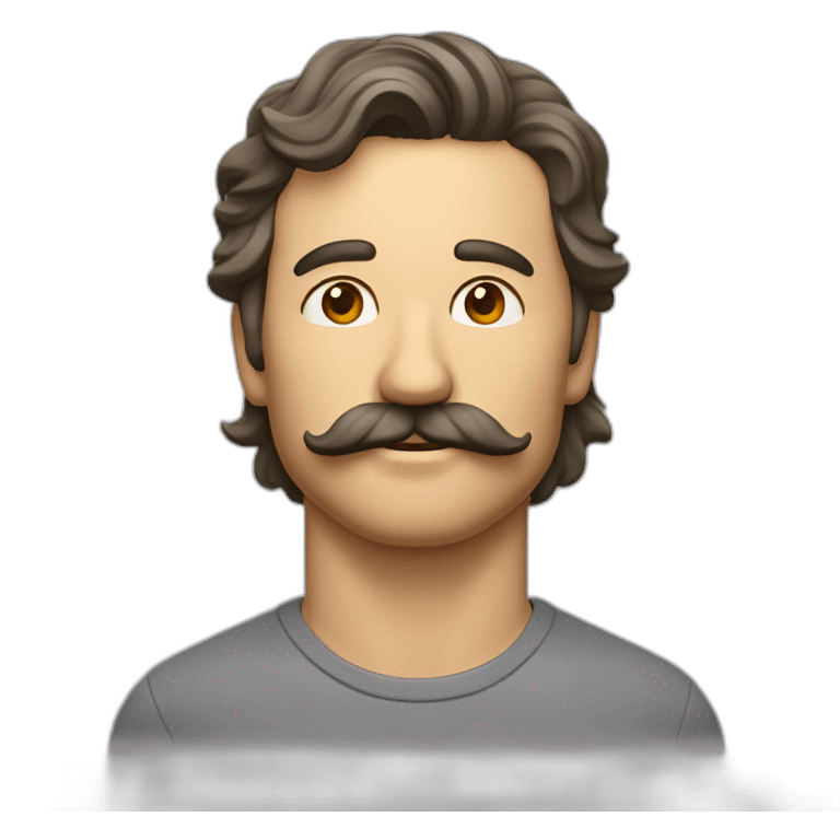 Homme avec les cheveux plaquer et une petit moustache emoji