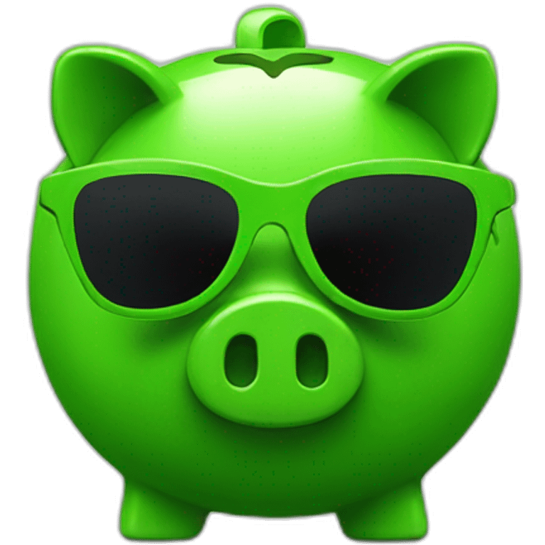 green piggybank with green sunglasses emoji