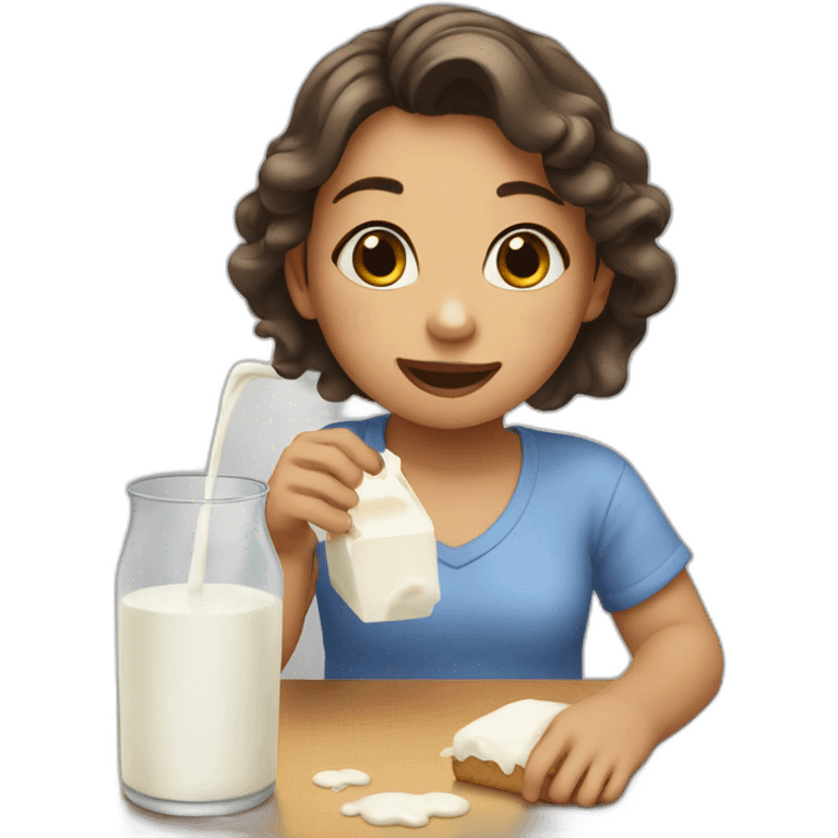 Girl eat milk emoji