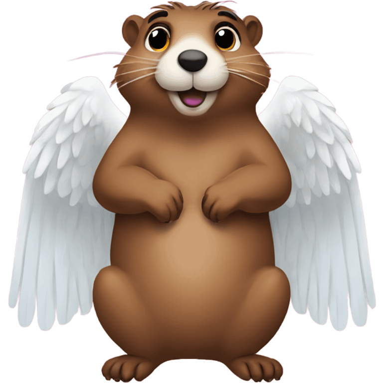 Groundhog with wings angel emoji