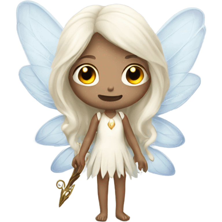 White skin fairy with long bond hair ,wings and a wand  emoji