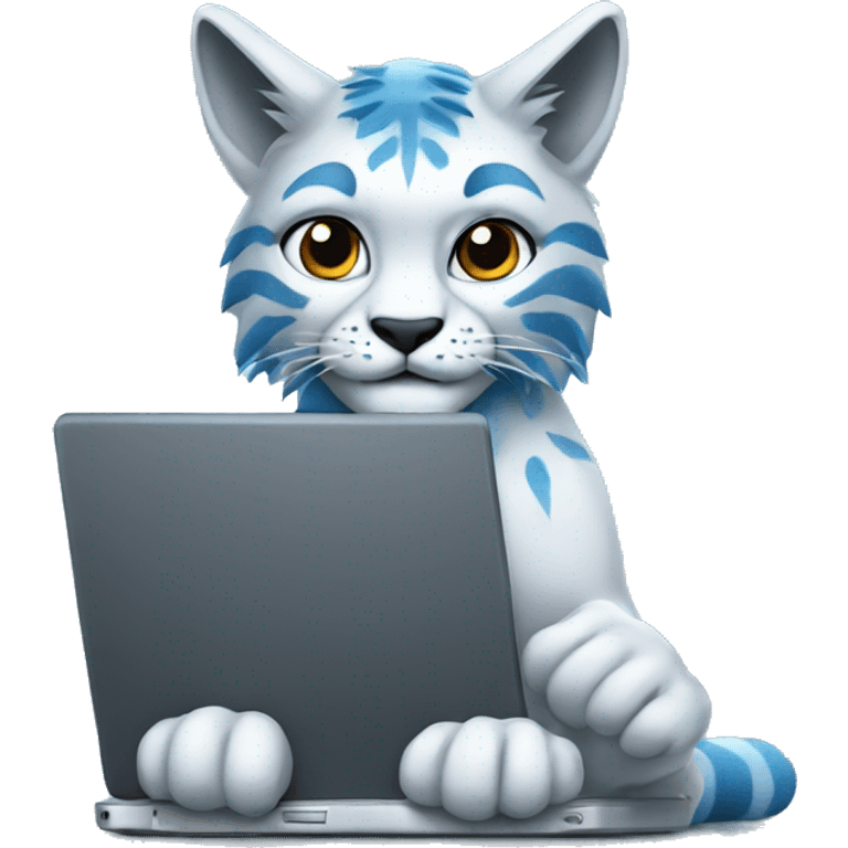 A blue lynx with a laptop emoji