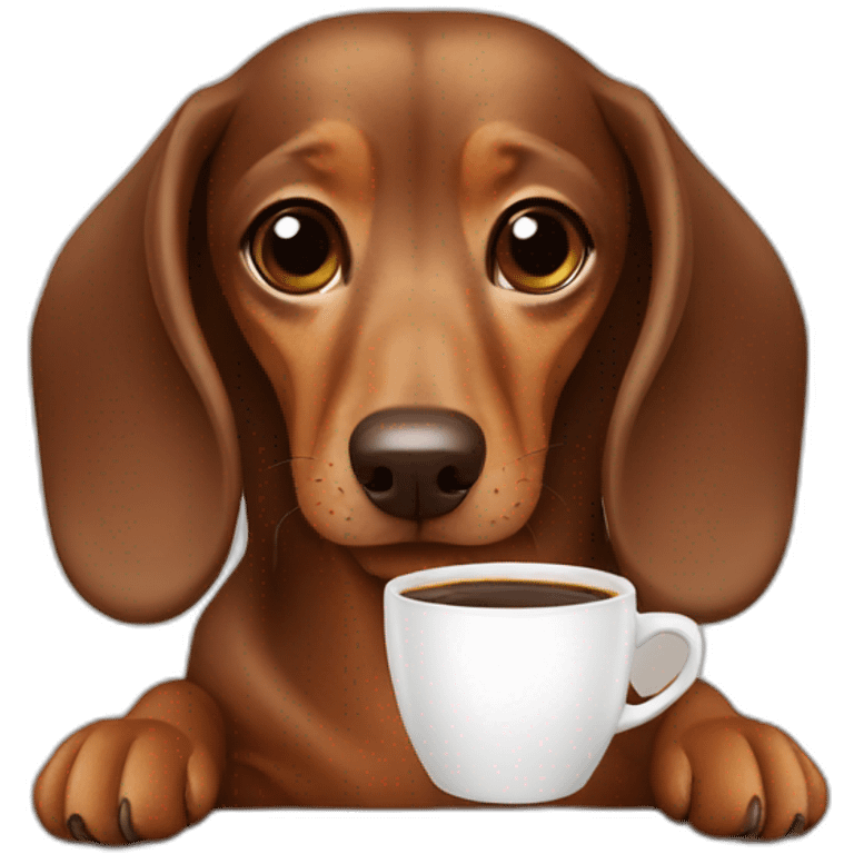 Dachshund drinks coffee emoji