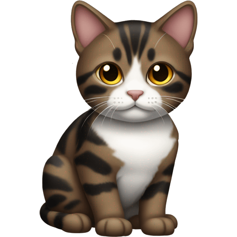 dark brown and black tabby cat with white chest emoji