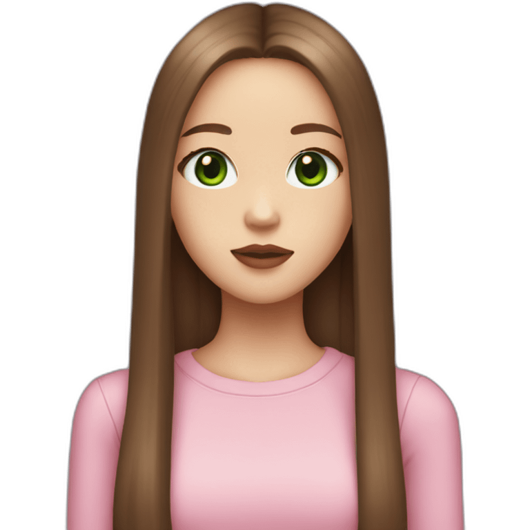 girl with long straight brown hair big green eyes full lips in blackpink outfit emoji