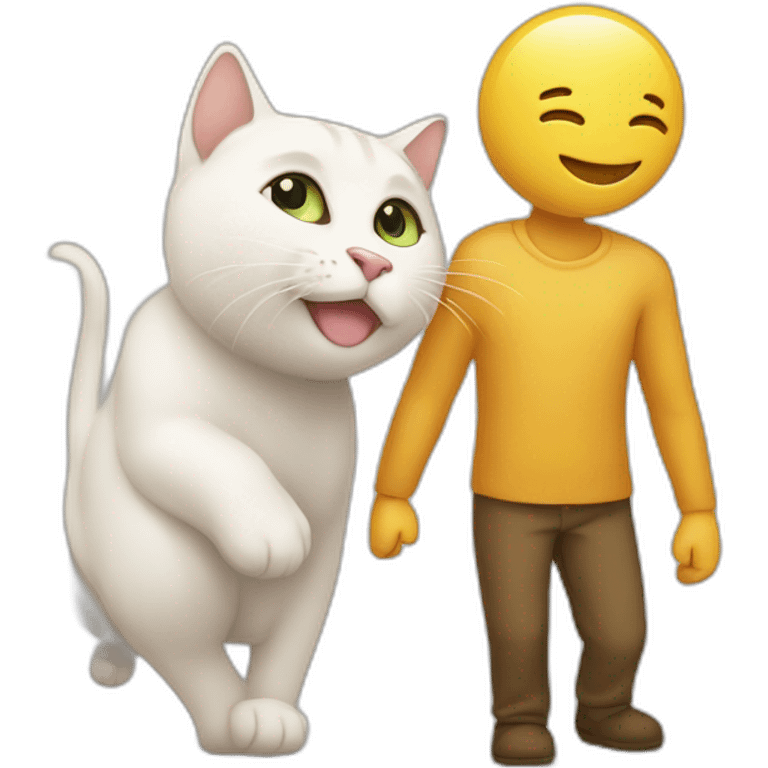 humain et chat se faisant un câlin  emoji