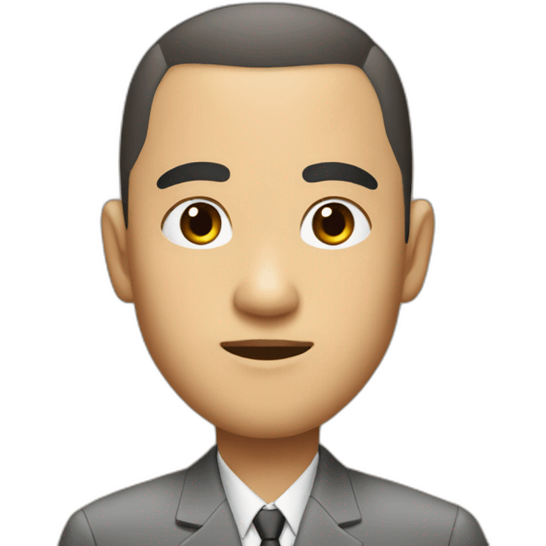 Asian, thick eyebrows, Buzz cut, suit emoji