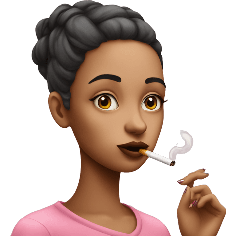 girl with baggy eyes smoking a cigarette but make it pink emoji