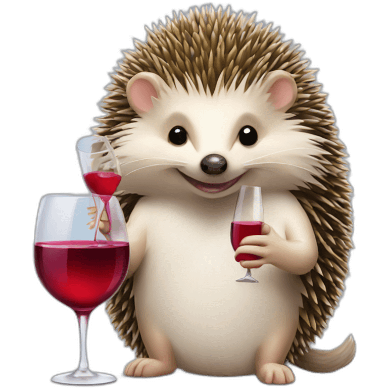 fancy hedgehog drinking wine emoji