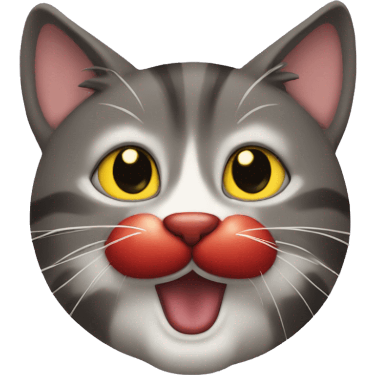 cat with clown nose emoji