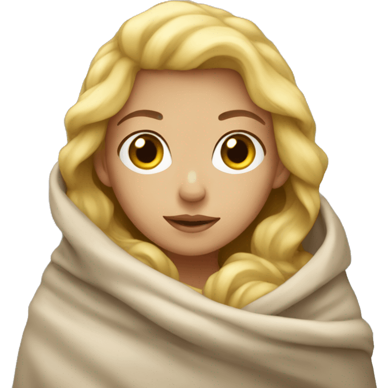 blonde girl in blanket emoji