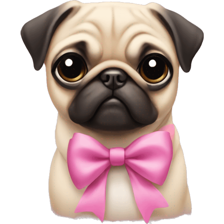 Pug with a pink bow on its ear emoji