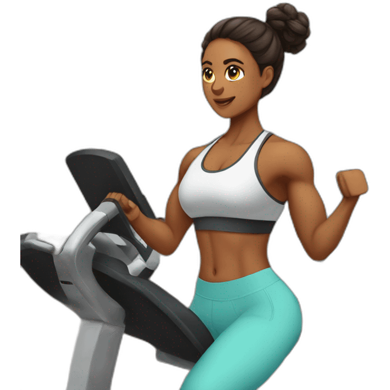 strong woman working out in the fitness room emoji