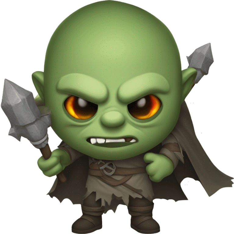 Orc weapon spirit with ghostly weapons, cloak with burning eyes, Halloween theme, emoji emoji