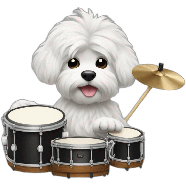 Coton de Tuléar playing drums emoji