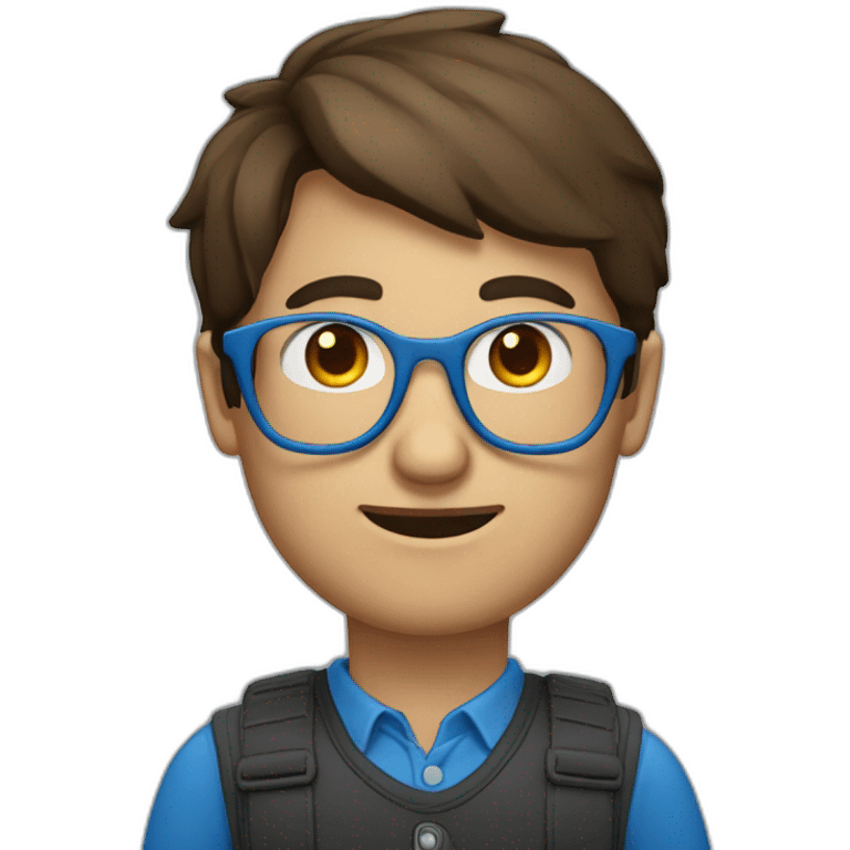 Homme brun aux yeux bleu avec lunette emoji