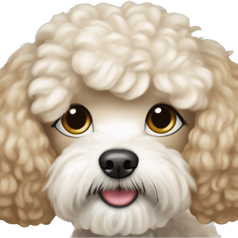 White and light brown maltipoo straight hair  emoji