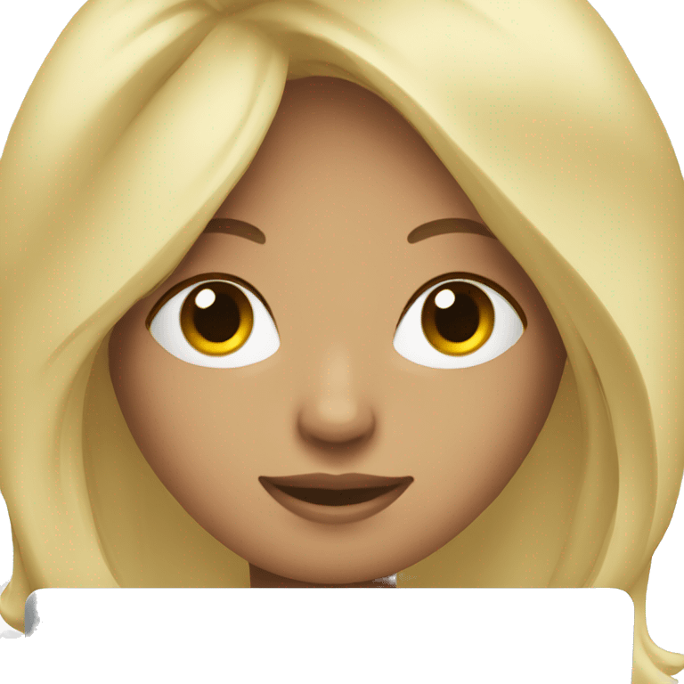 Blonde girl with macbook emoji