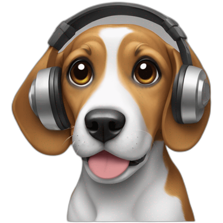 Beagle with headphones emoji