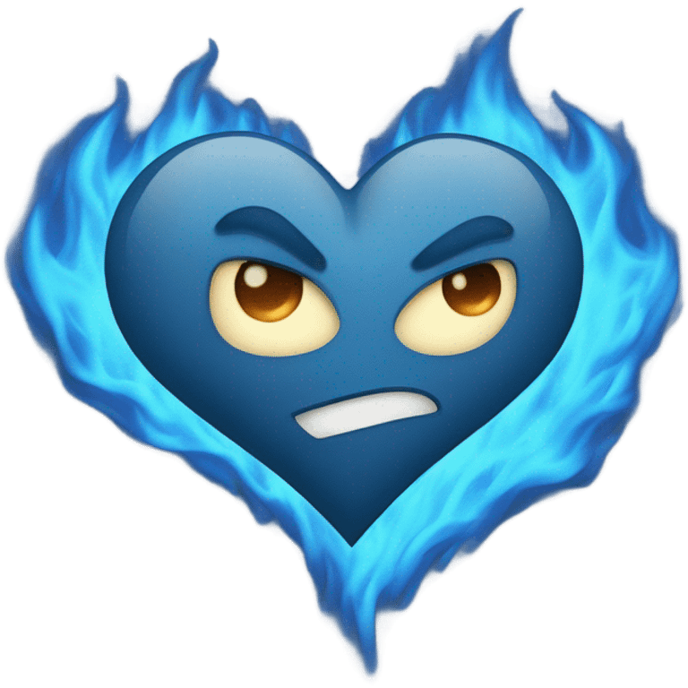 Blue heart with blue flames emoji