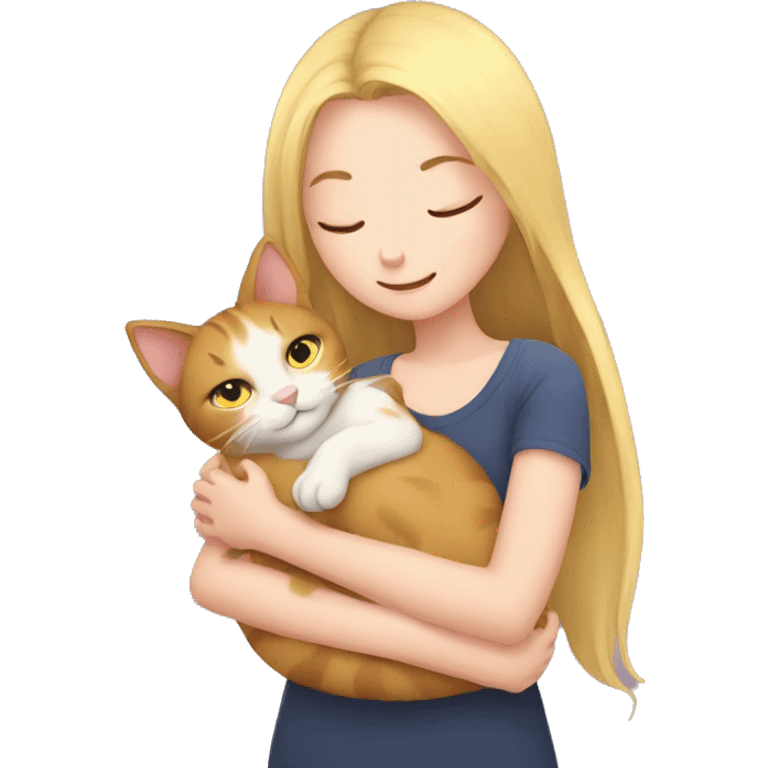 cat cuddles human girl emoji