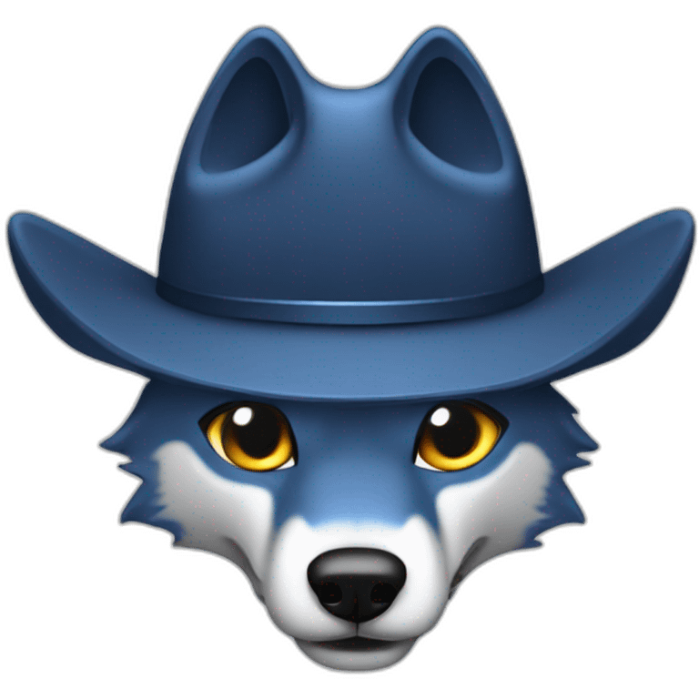 blue wolf, cowboy hat, Colt Python emoji