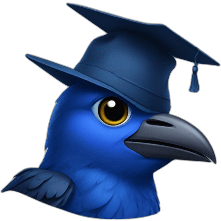 Blue baby Crow with alumni hat emoji