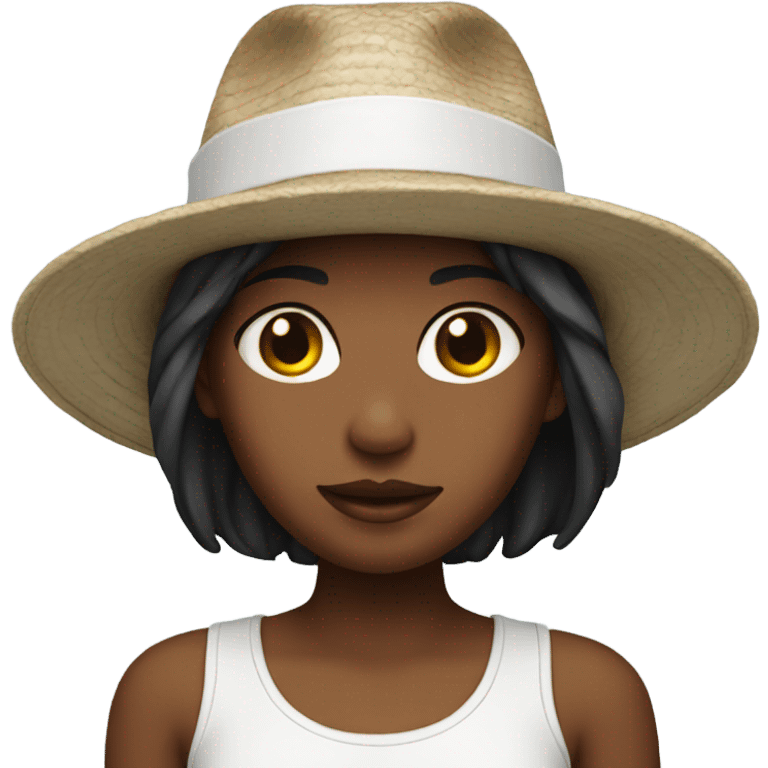 girl with white boat hat with black brim emoji