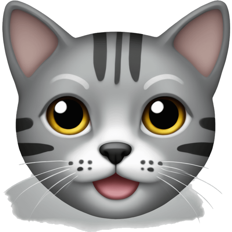 gato color gris con rayas negras en la cara emoji