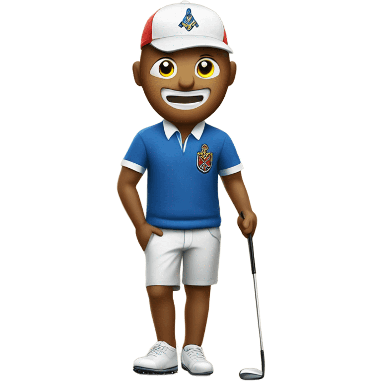 A norwegian freemason with icon on shirt playing golf emoji