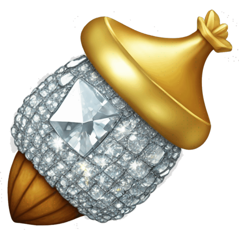 a sparkling diamond acorn, with stem of gold emoji