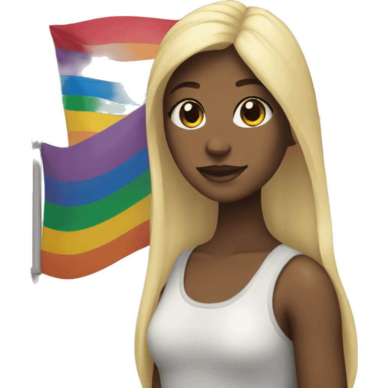 a girl with pride flag emoji