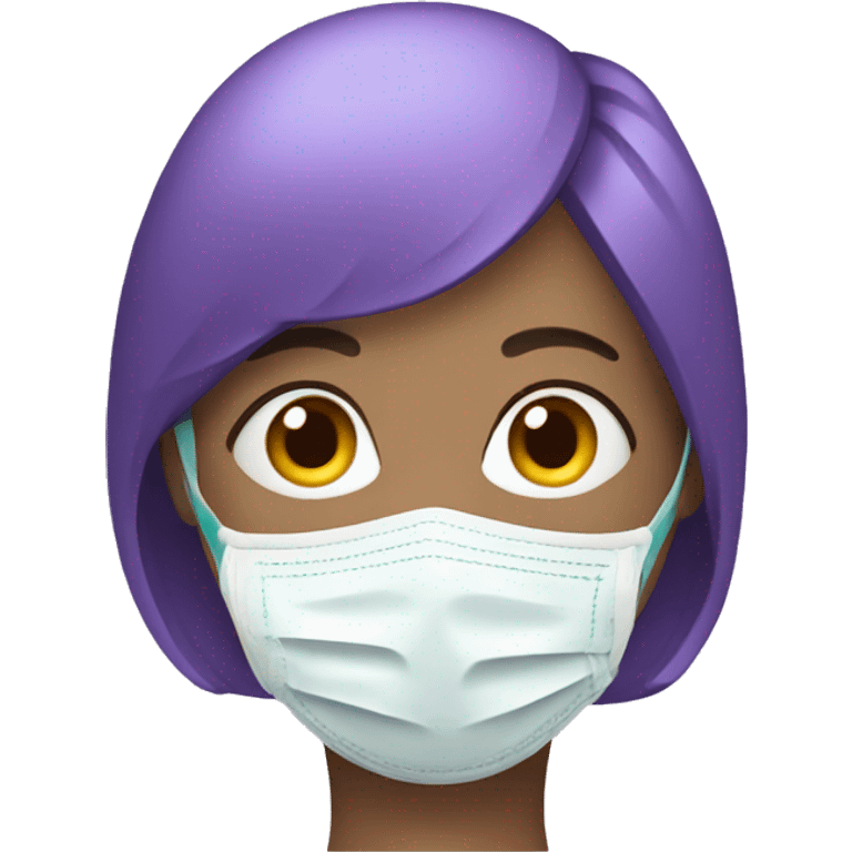 Woman with short purple hair with oxygen mask emoji