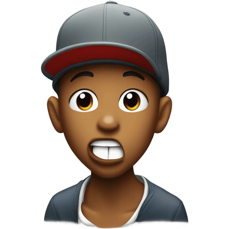 B-boy with Kangol hat showing bite gesture emoji