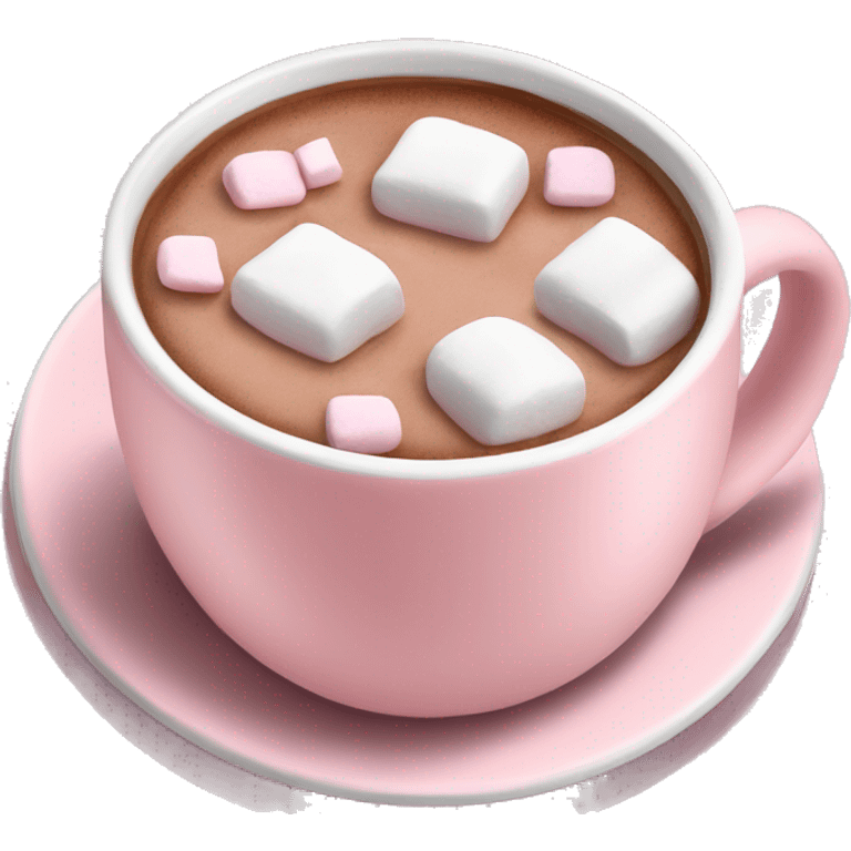 Light Pink mug of hot chocolate with marshmallows  emoji