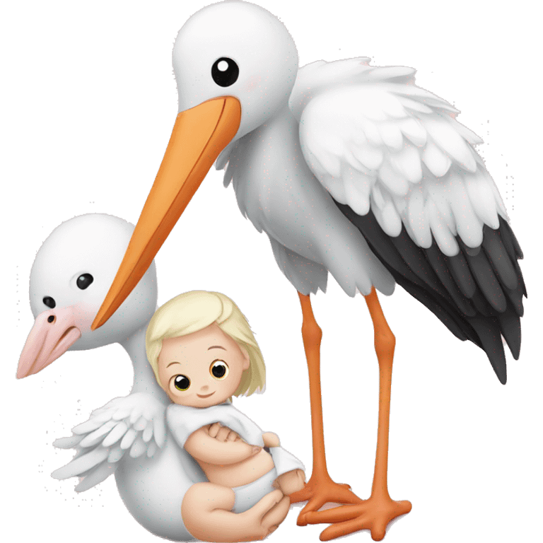 Stork with baby girl  emoji