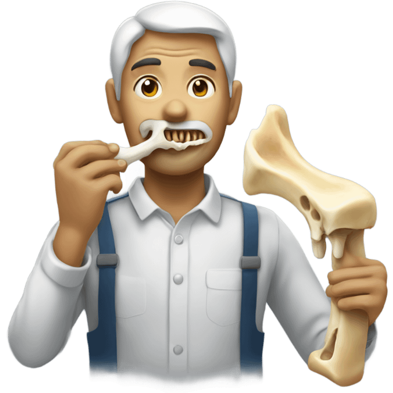 Man eating a bone emoji