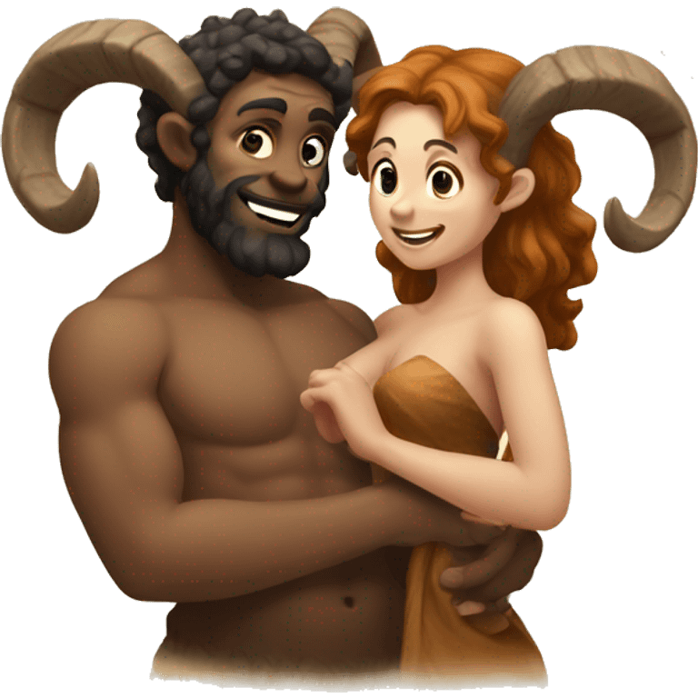 Satyr man holding with satyr woman emoji