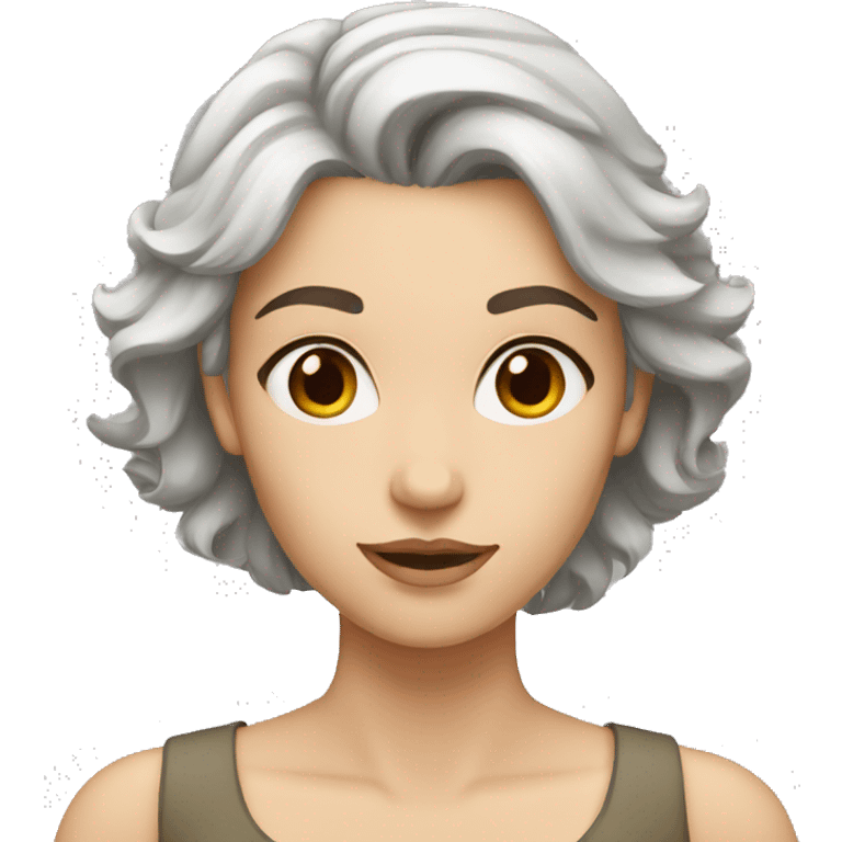 Caucasian Woman brown eyebrows grey hair white skin emoji