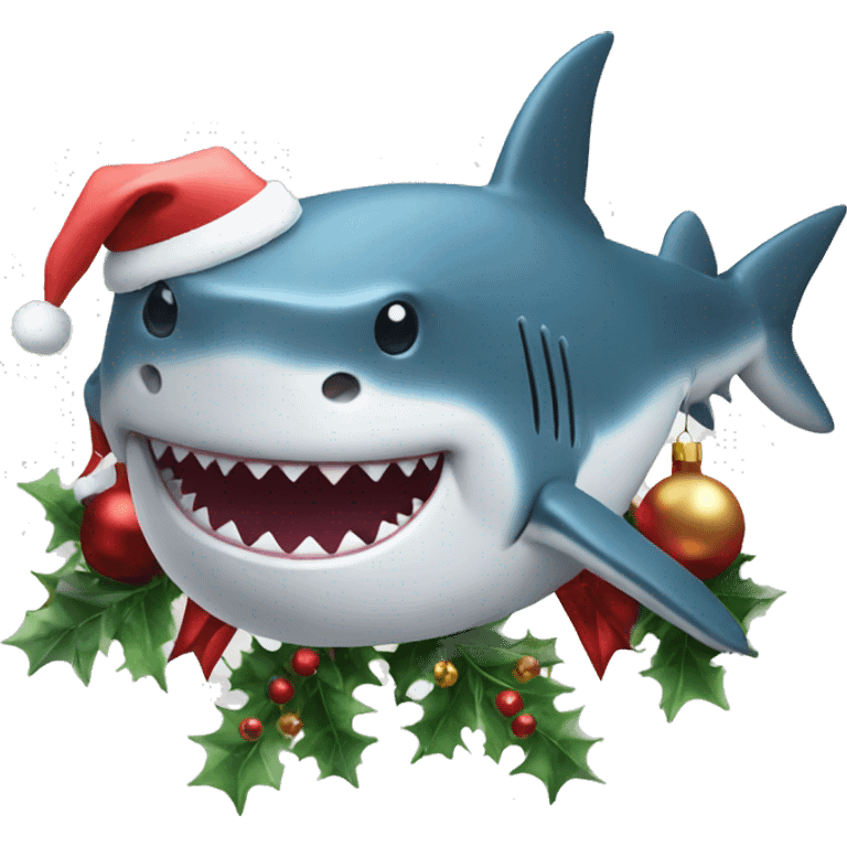 Shark with Christmas vibe emoji