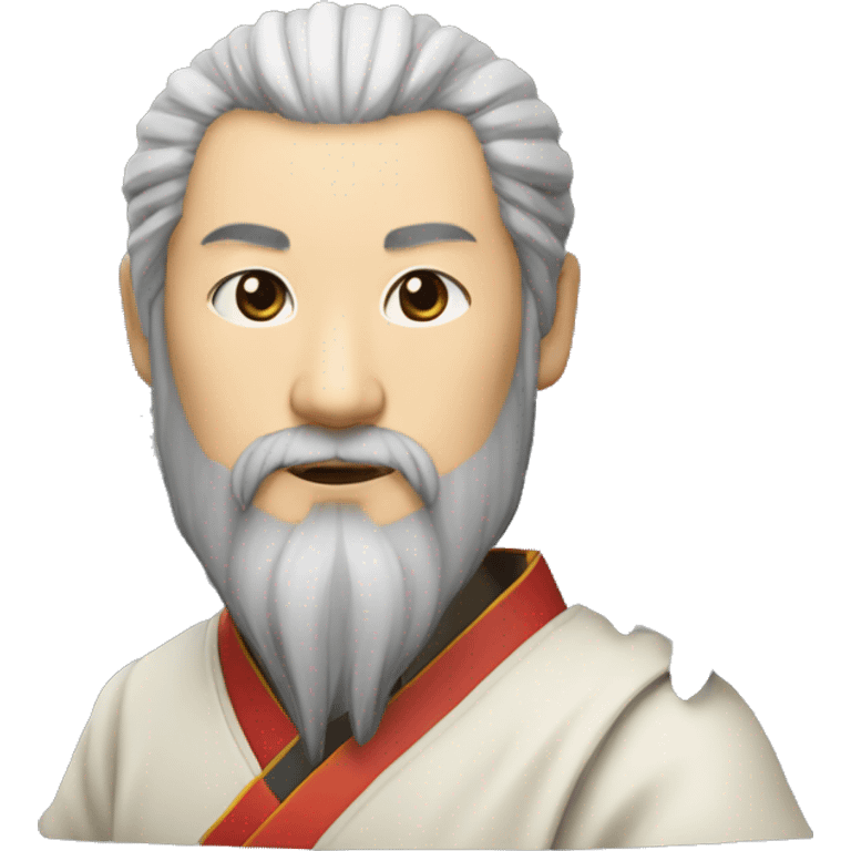 、"Laozi: Ancient Chinese philosopher, Hanfu, topknot, beard, black beard, willow-leaf eyebrows, phoenix eyes, long face, wide face." emoji