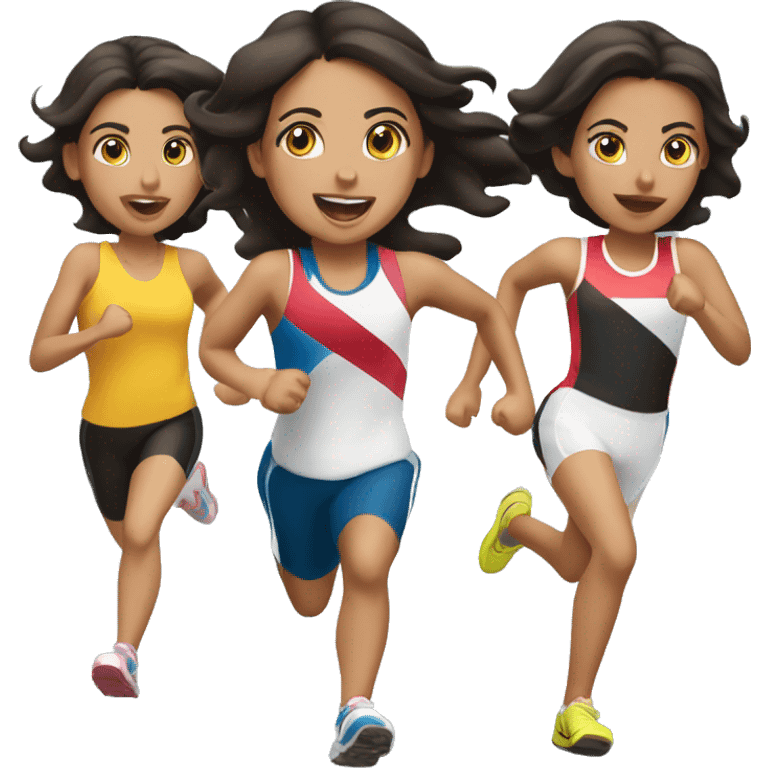 3 pale hispanic girls running a race emoji